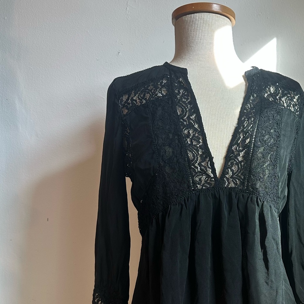 Rebecca Taylor Black Silk | Lace Women's Top